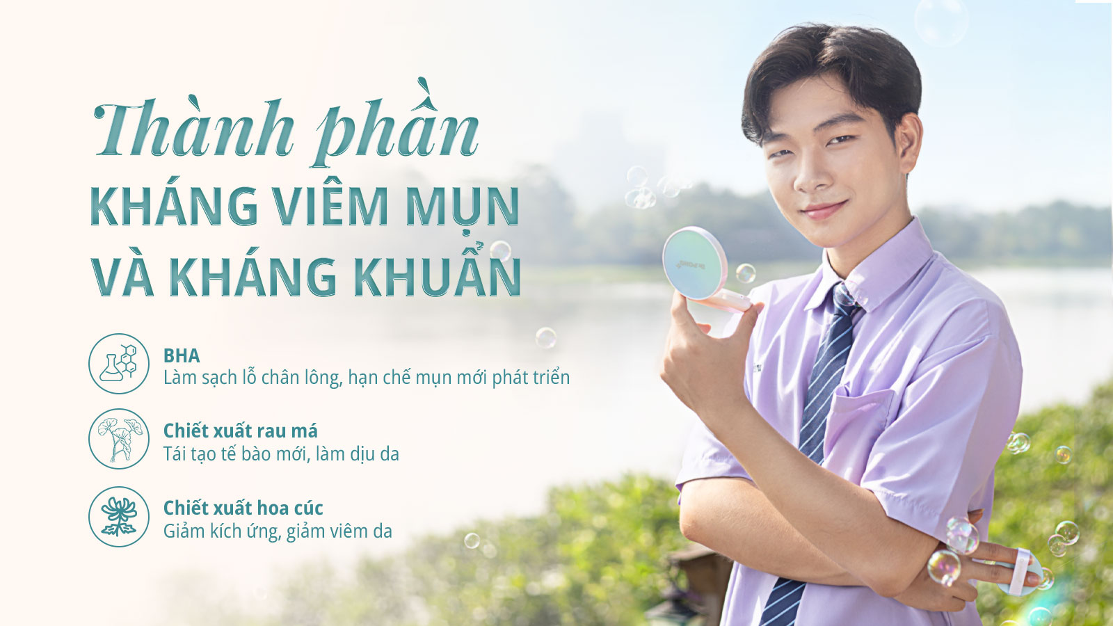 Phấn nước giảm mụn kiềm dầu Dr.PONG Acne Ace Longwear Cushion