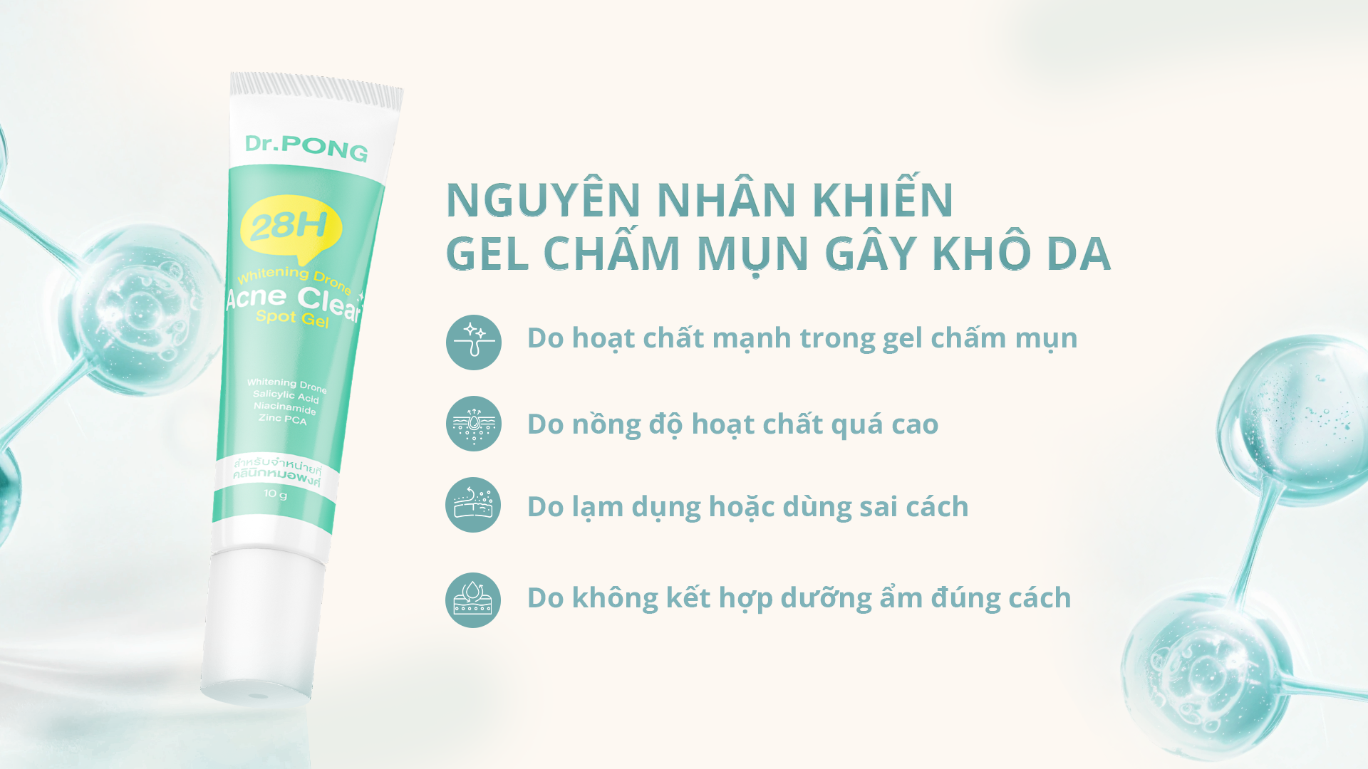 Nguyên nhân khiến gel chấm mụn gây khô da